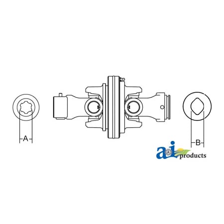 A & I Products 80 C.V. Assembly with 1.375 6 Spline & OvGA Yokes 11.5 x6.5 x6.5 A-W376100